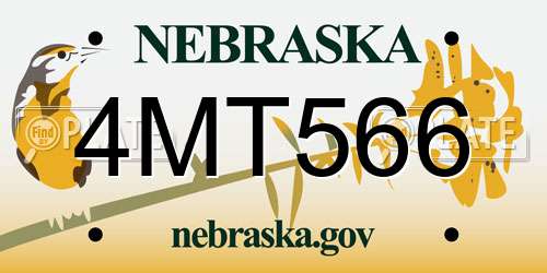 4MT566 Nebraska License Plate
