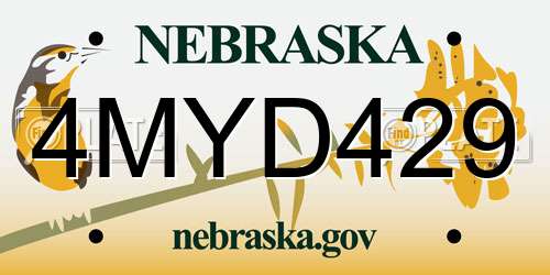 4MYD429 Nebraska License Plate