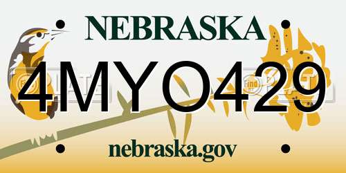 4MYO429 Nebraska License Plate