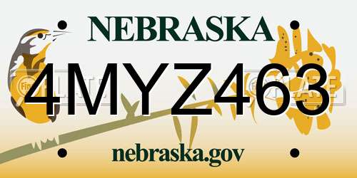 4MYZ463 Nebraska License Plate
