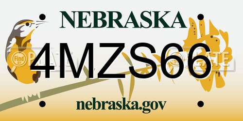 4MZS66 Nebraska License Plate