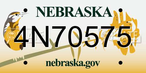 4N70575 Nebraska License Plate