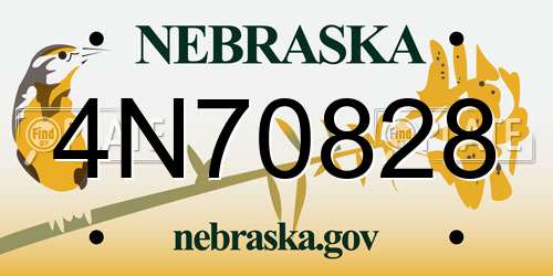 4N70828 Nebraska License Plate