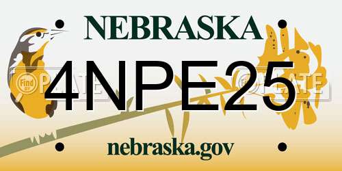 4NPE25 Nebraska License Plate