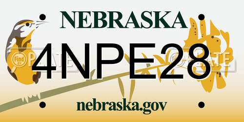 4NPE28 Nebraska License Plate