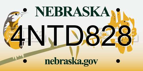 4NTD828 Nebraska License Plate