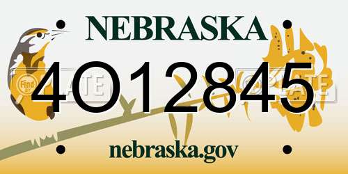 4O12845 Nebraska License Plate