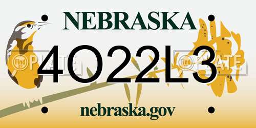 4O22L3 Nebraska License Plate