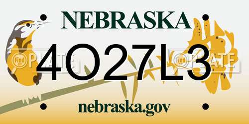 4O27L3 Nebraska License Plate