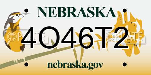 4O46T2 Nebraska License Plate