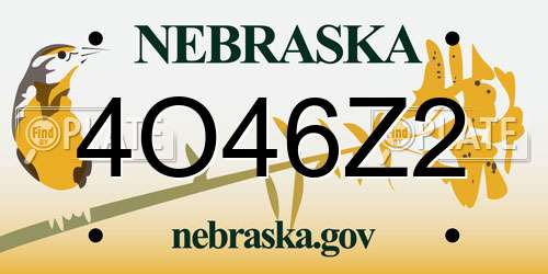 4O46Z2 Nebraska License Plate