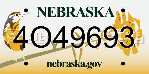 4O49693 Nebraska License Plate