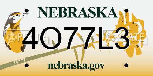 4O77L3 Nebraska License Plate