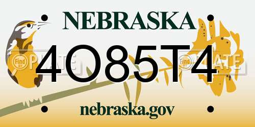 4O85T4 Nebraska License Plate