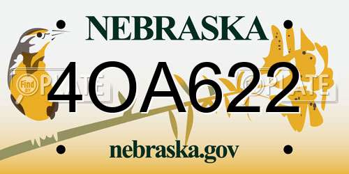 4OA622 Nebraska License Plate