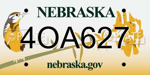 4OA627 Nebraska License Plate