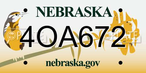 4OA672 Nebraska License Plate