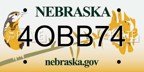 4OBB74 Nebraska License Plate