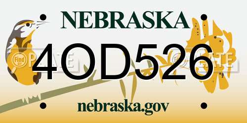 4OD526 Nebraska License Plate