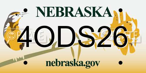 4ODS26 Nebraska License Plate