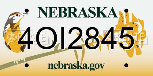 4OI2845 Nebraska License Plate