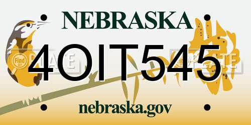 4OIT545 Nebraska License Plate