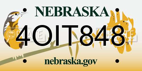 4OIT848 Nebraska License Plate