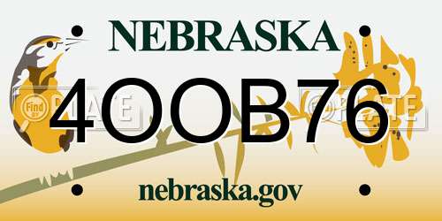4OOB76 Nebraska License Plate