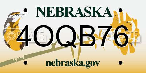 4OQB76 Nebraska License Plate
