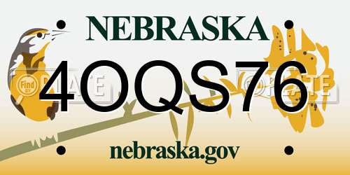 4OQS76 Nebraska License Plate
