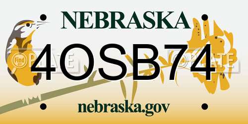 4OSB74 Nebraska License Plate