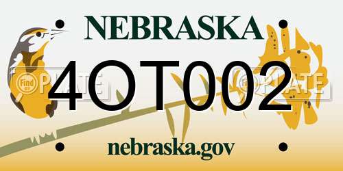 4OT002 Nebraska License Plate