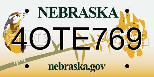 4OTE769 Nebraska License Plate