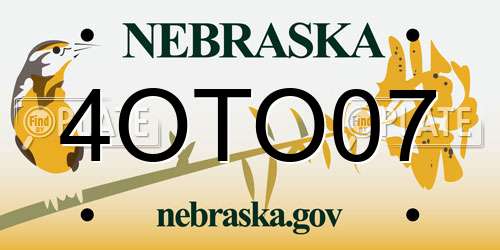 4OTO07 Nebraska License Plate