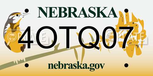 4OTQ07 Nebraska License Plate
