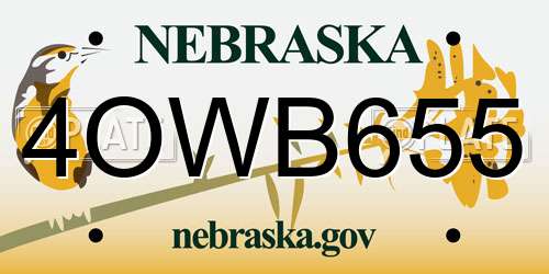 4OWB655 Nebraska License Plate