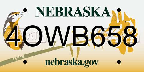 4OWB658 Nebraska License Plate
