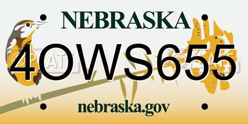 4OWS655 Nebraska License Plate