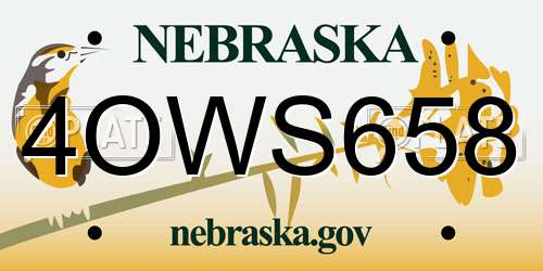 4OWS658 Nebraska License Plate