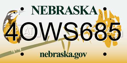 4OWS685 Nebraska License Plate