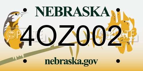 4OZ002 Nebraska License Plate