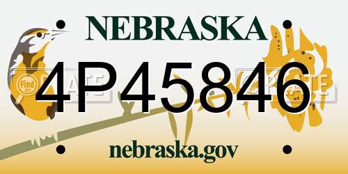 4P45846 Nebraska License Plate