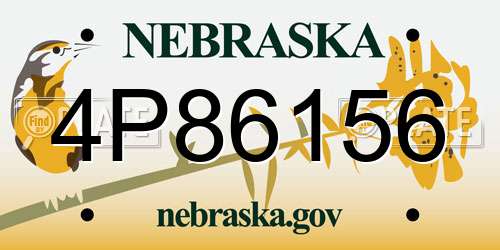 4P86156 Nebraska License Plate