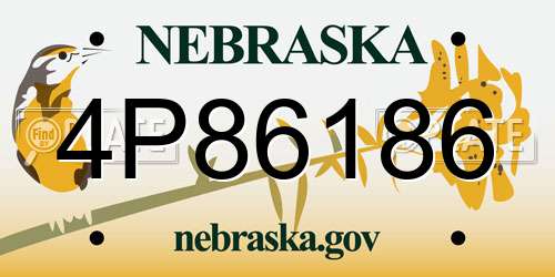 4P86186 Nebraska License Plate