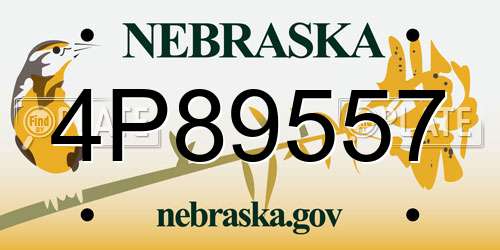 4P89557 Nebraska License Plate