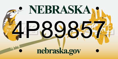 4P89857 Nebraska License Plate