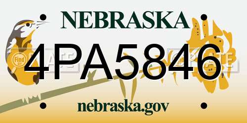 4PA5846 Nebraska License Plate