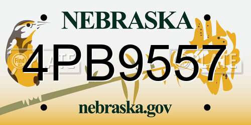 4PB9557 Nebraska License Plate