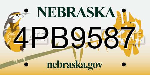 4PB9587 Nebraska License Plate