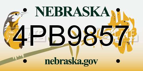 4PB9857 Nebraska License Plate
